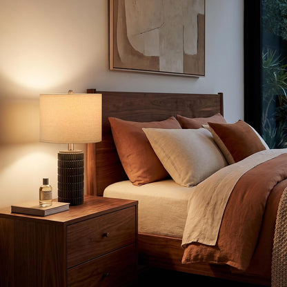 21'' Black Table Lamp with Gift Box, Small for Bedroom, Stone-Like5