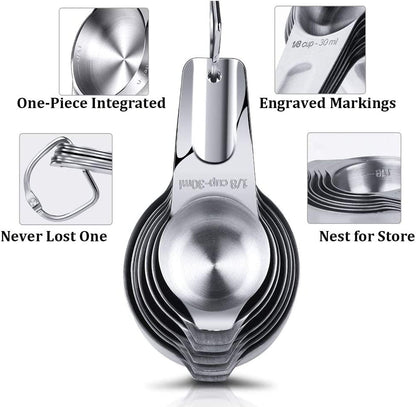Measuring Cups Stainless Steel 7 Piece Stackable Set for Dry or Liquid Ingredients Measurement - Kitchen Gadgets & Utensils Metal Measuring Cups Best for Cooking & Baking3