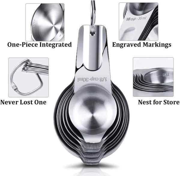 Measuring Cups Stainless Steel 7 Piece Stackable Set for Dry or Liquid Ingredients Measurement - Kitchen Gadgets & Utensils Metal Measuring Cups Best for Cooking & Baking3