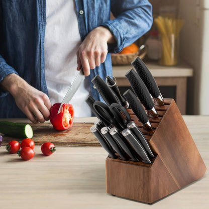 Knife Block for Kitchen Countertop - 20 Slot Universal Knife Holder with Acacia Wood, Large Knife Storage Organizer for Butcher Block, Knife Block Storage without Knives, Easy for Knife Set7