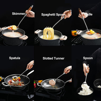 Stainless Steel Kitchen Utensils Set for Cooking Wooden Handle 9Pcs2