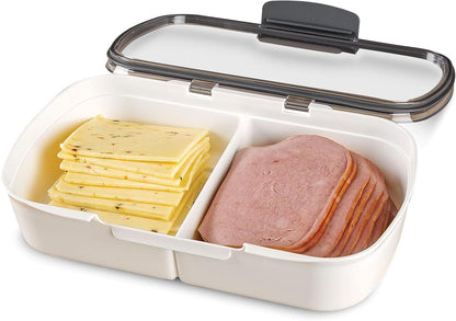 Split Deli Food Storage Container with Air-Tight Silicone Seal and Dry Erase Compatible Lid, 11.751