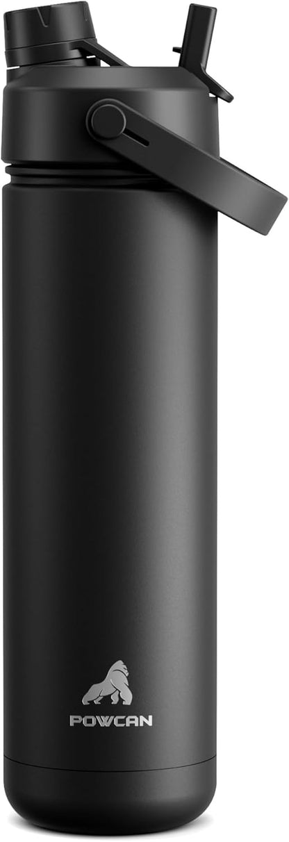 26 Oz Insulated Water Bottle with 2-In-1 Straw and Spout Lid, Keep Cold 24H, Leak-Proof, Fits in Car Cup Holder, Stainless Steel Water Bottle for Sports, Travel, and School (Dark Knight)1