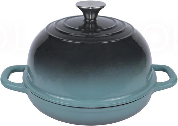 Dutch Oven for Bread Baking, Enameled Cast Iron Dutch Oven Pot with Lid, Bread Oven for Sourdough Bread Baking, Cast Iron Bread Pan, 5 Qt Cyan1