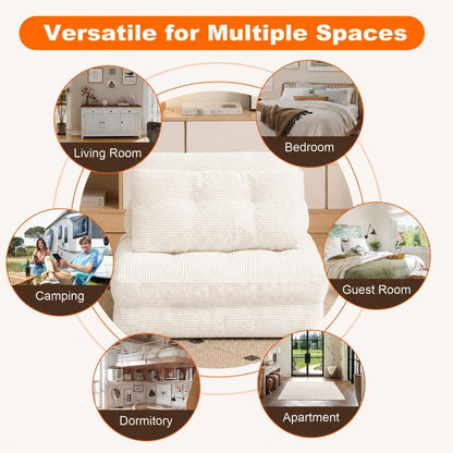 Folding Sofa Bed, Corduroy Chair Bed with Pillows5