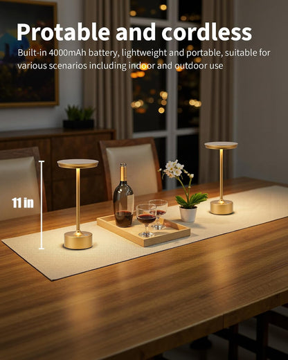Rechargeable Table Lamps Set of 2, Gold Cordless Portable Desk Lamp2