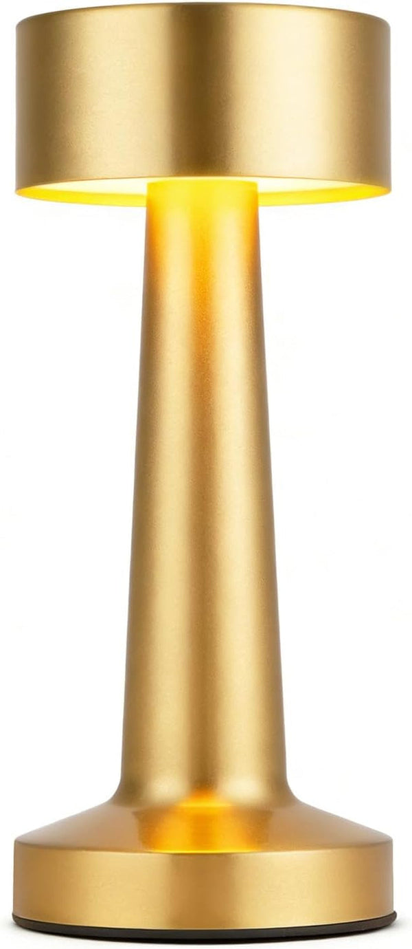 Portable LED Table Lamp, 3-Levels Brightness Metal Desk Lamp,3 Color Touch Control Rechargeablelamp, Ideal Bedside Lamp for Nightstand, Bedroom,Living Room (Light Golden)1