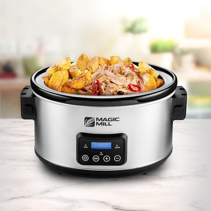 8.5 Quart Extra Large Programmable Slow Cooker with Digital Adjustable 20 Hour Timer, 3 Cooking Settings, Brushed Stainless Steel, with Intelligent Lid Lock6