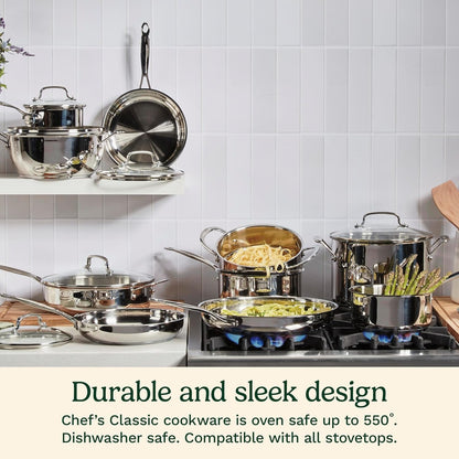 766S-22 6 Qt. Stainless Steel Pasta Pot W/Straining Cover Chef'S-Classic-Stainless-Cookware-Collection, 6-Quart5