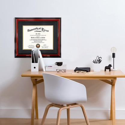 11X14 Diploma Degree Frame with Mat or Display 15X18 Certificates without Mat,Solid Wood,Cherry Finish with Intricate Black Rope Detail,Uv Protection Acrylic6
