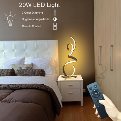 20W 3 Colors Remote Control Dimmable LED Art Table Lamp 21.4 Inch with Touch Switch for Living Room,Bedroom (Black)4