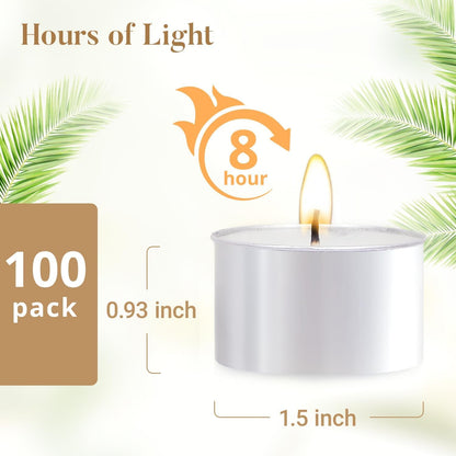Tea Candles 100 Pack - 8 Hour Burn Time,Unscented Tea Lights Candles for Shabbat, Weddings, Christmas Lights, Home Decor2
