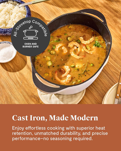 Caraway Enameled Cast Iron Oval Dutch Oven | 8.5 Qt Dutch Oven with Lid, 3 Layer Enamel Coating, No Seasoning Required, Compatible with All Stovetops, Safe, Rust4
