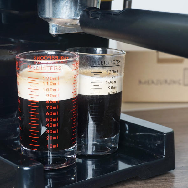 Measuring Cup Shot Glass 4 Ounce/120Ml Liquid Heavy High Espresso Glass Cup Black Line (1, Red)7