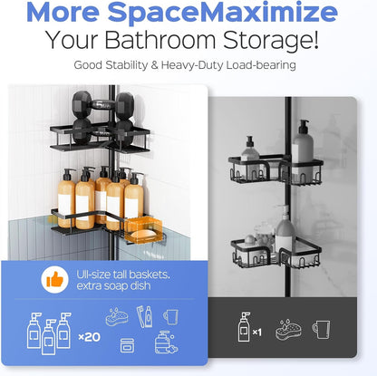 Shower Caddy Tension Pole 4-Tier Corner Storage Bathroom Essentials5