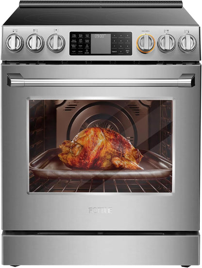 RES30552 Stainless Steel 30" Slide-In Electric Range with True Convection and Air Fry, 5-Burner Stove, 5.7 Cu. Ft. Oven, Self-Cleaning Mode, Freshbake Feature, and Easy-Touch Controls1