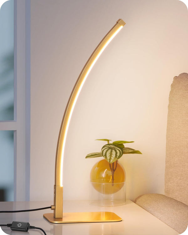 Curved LED Table Lamps for Living Room, Modern Bedside Lamp, Gold1