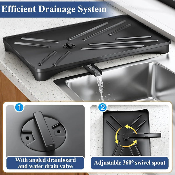 Dish Drying Rack for Kitchen Counter, 11.8" W X 16.7" L, Black4