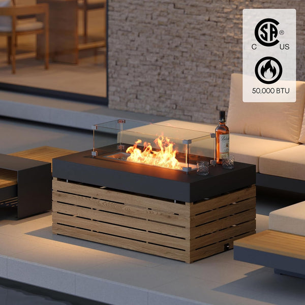 39" Smokeless Fire Pit with Glass Wind Guard for Outdoor Patio4