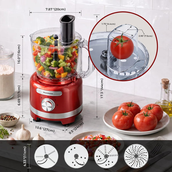 16 Cup Food Processor, Large 9-In-1 for Dough, Salad, Chopper, Red | Large Family/Week Meal Prep, Veggie Chopper, Meat Mince, Cheese Grater, Slice, Shred, Egg White Whipping, Dishwasher Safe3