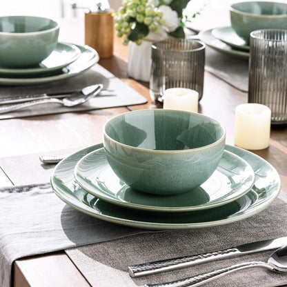 Dinnerware Sets for 4, 12 Pieces Ceramic Plates and Bowls Set6