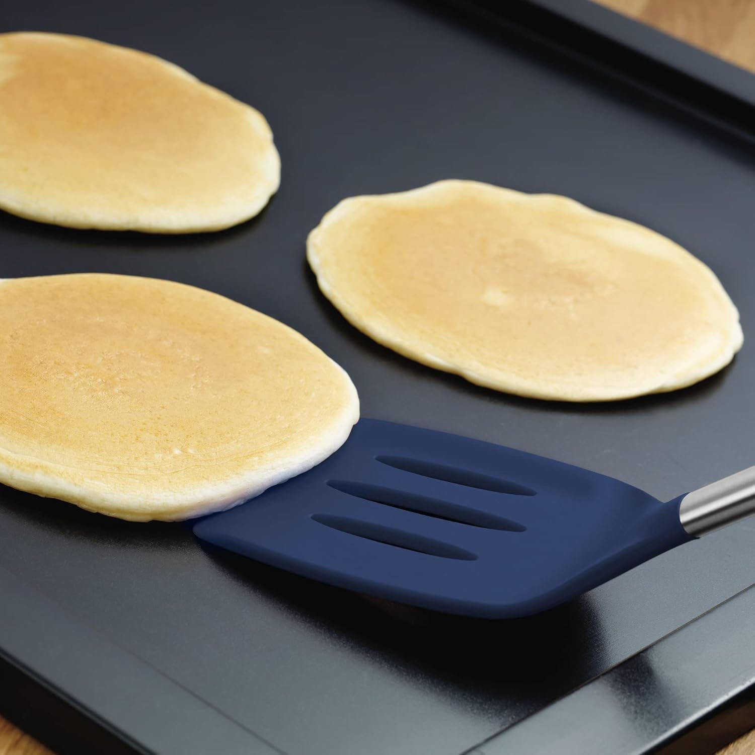 silicone-cooking-utensil-set-of-6-stainless-steel-handle-ladle-slotted-turner-tongs-flex-core-spatula-scraper-mixing-spoon-potato-masher-dishwasher-safe-bpa-free-utensils-deep-indigo