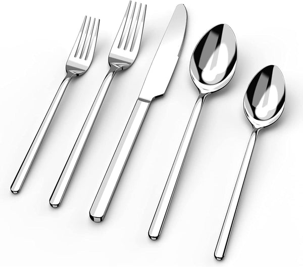 Silverware Set, 20 Piece Flatware Cutlery Set for 4, 18/10 Stainless Steel Silverware Mirror Polished Dishwasher Safe for Home, Restaurant, Wedding, Party(Silver, 20 Pieces for 4)1