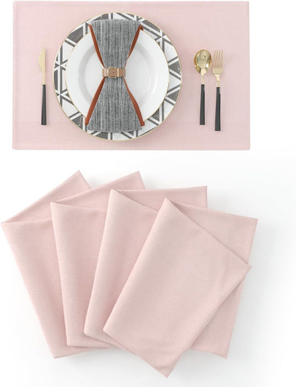 Set of 4 Soft Linen Handmade Placemats Heat Resistant Dining Table Place Mats Kitchen Table Mats 12 X 18 Baby Pink1