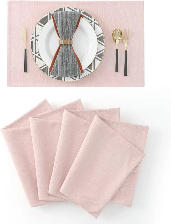 Set of 4 Soft Linen Handmade Placemats Heat Resistant Dining Table Place Mats Kitchen Table Mats 12 X 18 Baby Pink1