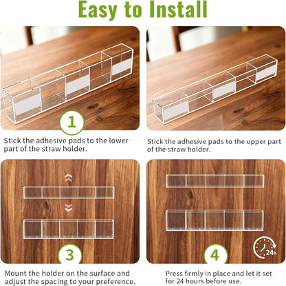 9.5" Large Acrylic Straw Holder for Cabinet Door, Straw Organizer8