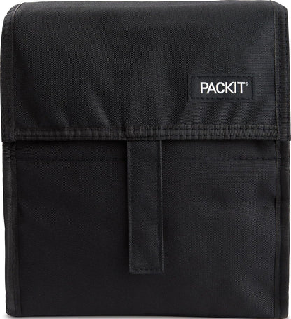 Freezable Lunch Bag, Black, Built with Ecofreeze Technology, Foldable, Reusable, Zip and Fold Closure with Buckle Handle, Perfect for School and Office Lunches1