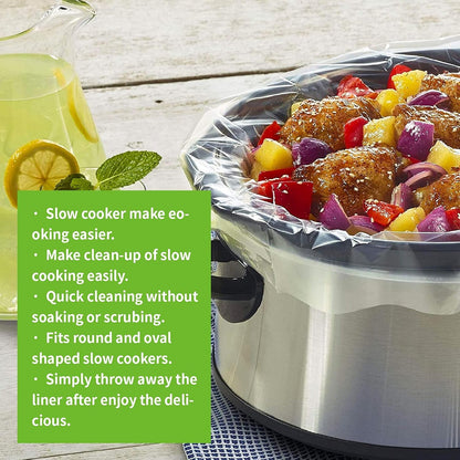 Slow Cooker Liners (40 Liners), 13" × 21" Pot Liners Fit 3-8 Quarts, Disposable Cooking Bags Suitable for Oval & round Pot, BPA Free (13" × 21")4