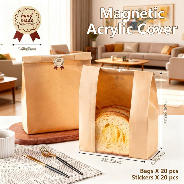 Upgraded Manual Bread Slicer for Homemade Bread with 20 Bags and Acrylic Cover, Adjustable Thickness Bread Cutter, Sourdough Slicer Serrated Blade with Scale Line and Suction Cup for Baguettes6