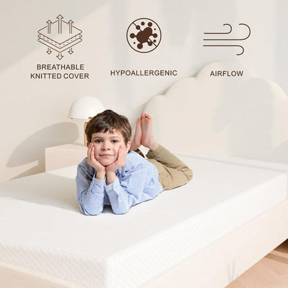 Twin Mattress 5 Inch, Medium Firm for Support & Pressure Relief - Cooling Gel Memory Foam - Fiberglass-Free & Certified Safe for Kids - Compatible for Bunk Beds, Daybeds, Trundle (Mattress in a Box)5