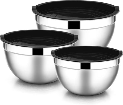 Mixing Bowls with Lids Set, 6-Piece Stainless Steel Salad Bowls1