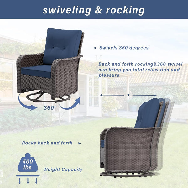 11 Pieces Patio Furniture Set with 2 Swivel Chairs Patio Furniture Outdoor Sectional Sofas with 55000 Gas Fire Pit Patio Conversation Set W/7 Cushions5