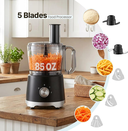 Food Processor 10.5 Cup, 600W Electric Vegetable Chopper with French Fry Slicer, Dough Mixer, Dishwasher Safe Parts for Family Meals, Vegetables, Fries, Cheese, Puree2