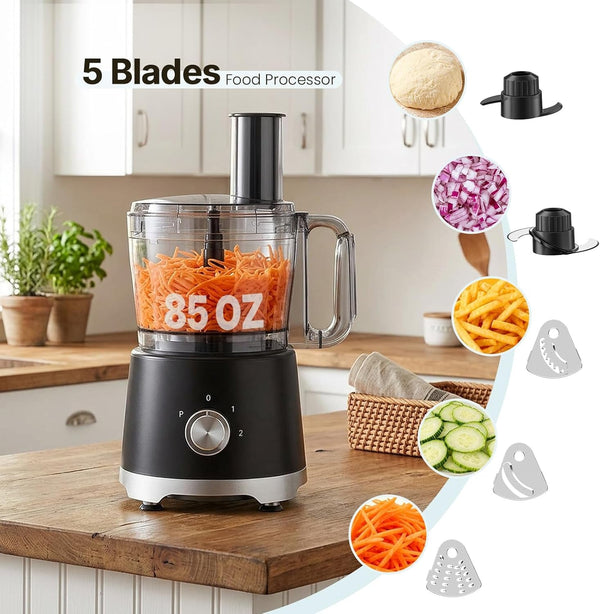 Food Processor 10.5 Cup, 600W Electric Vegetable Chopper with French Fry Slicer, Dough Mixer, Dishwasher Safe Parts for Family Meals, Vegetables, Fries, Cheese, Puree2