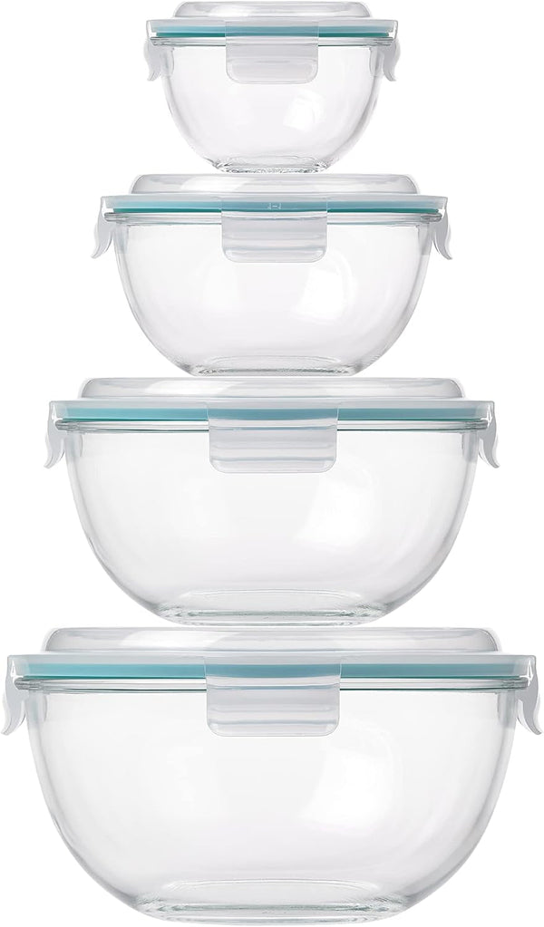 Mixing Bowl with Latching Lids 8-Pieces Set – Airtight, Leakproof, BPA Free Lids, Nesting, Meal Prep, Baking, Salad, Food Storage & Serving Bowl, Microwave, Fridge & Freezer, Dishwasher Safe7