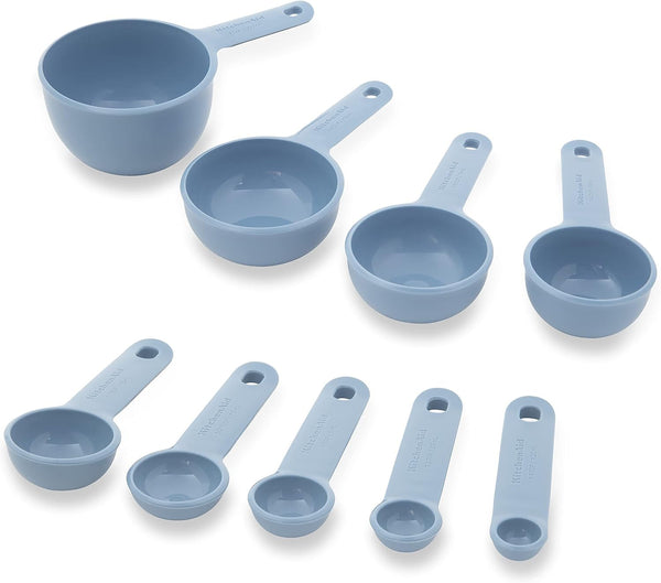 Kitchenaid Universal Easy to Read Measuring Cup and Spoon Set with Soft Grip Handle for Maximum Control, Hang Hole and Nesting for Easy Storage, Dishwasher Safe, 9 Piece, Blue Velvet2