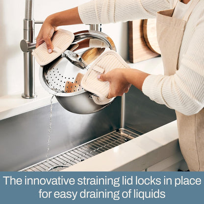 All-Clad Simply Strain Stainless Steel Multipot with Straining Lid, 6-Quart, Induction, Oven Broiler Safe 600F, Strainer, Pasta Strainer with Handle, Steamer Pot, Cookware, Home, Pots and Pans, Silver3