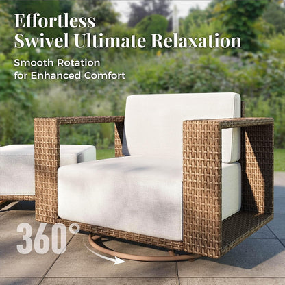Patio Furniture Set with Swivel Chairs &10" Thick Cushion, 7 Piece5