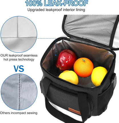Reusable Lunch Box for Men/Women - Insulated Lunch Bag Leakproof Lunchbox for Work Office Picnic Beach - Freezable Lunch Cooler Bag with Adjustable Shoulder Strap - Black5
