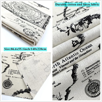 World Map Tablecloth,Cotton Linen Fabric Map Table Cover with 86.6X55.1Inch,Washable Rectangle World Map Printing Table Cloth for Kitchen Dinning Tabletop Home Decorations3