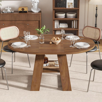 43.3"-59" Extendable round Oval Dining Table for 4-8 with Storage Shelf8