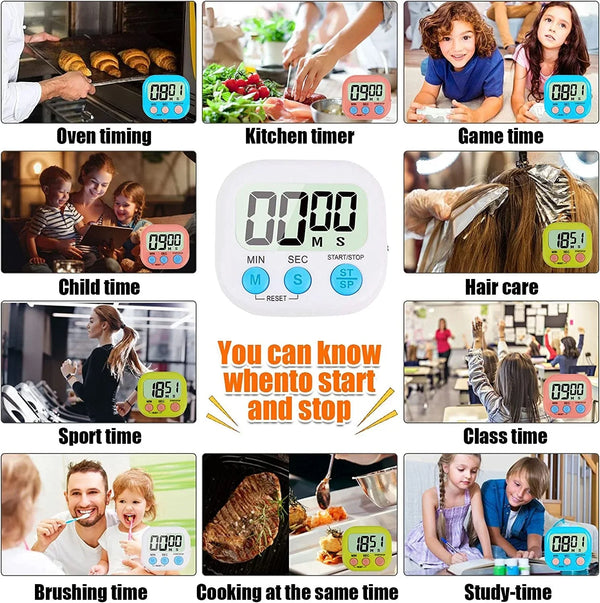 4-Piece Multi-Function Electronic Timer, Learning Management, Suitable for Kitchen, Study, Work, Exercise Training, Outdoor Activities(Not Including Battery).2