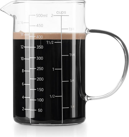 Glass Measuring Cup, 500ML (18OZ, 2 Cups), with Three Scales1