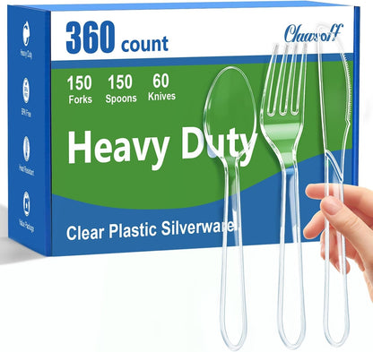 360 Count Clear Plastic Silverware Set,Disposable Utensils Plastic1