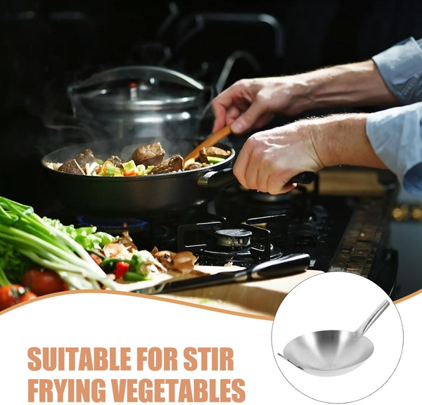 Non-Stick Wok Stainless Steel Frying Pan Long Handle Big Pan for Induction8