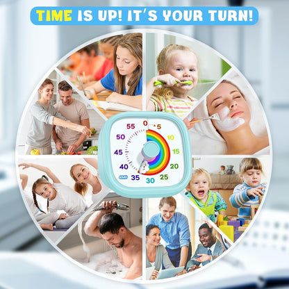 Visual Timer for Kids, 60-Minute Countdown Silent Operation Timer | Visual Rainbow Disk, Timer for Kids & ADHD Toddler, Loud Alarm Timers for Classroom, Kids Desk Time Management Tools, Blue9